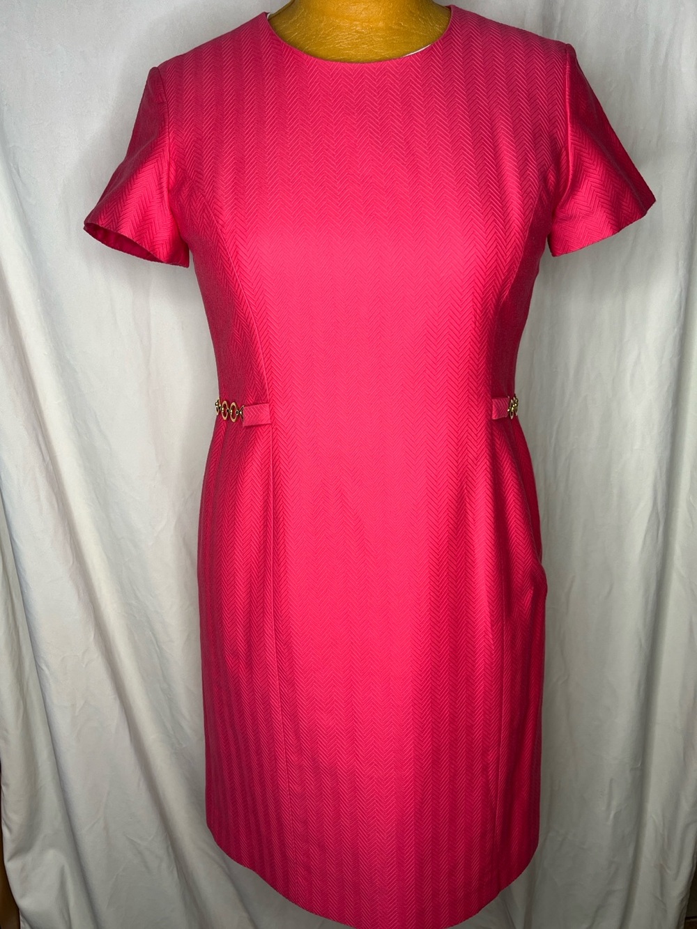 Talbots Hot Pink Short-Sleeve Sheath Dress